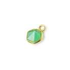 6.5mm Vermeil Bezel Green Onyx Hexagon double pavilion facet Pendant 1 piece - Beadsofcambay.com
