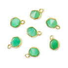 6.5mm Vermeil Bezel Green Onyx Hexagon double pavilion facet Pendant 1 piece - Beadsofcambay.com