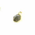 6.5mm Vermeil Bezel Labradorite Hexagon double pavilion facet Pendant 1 piece - Beadsofcambay.com