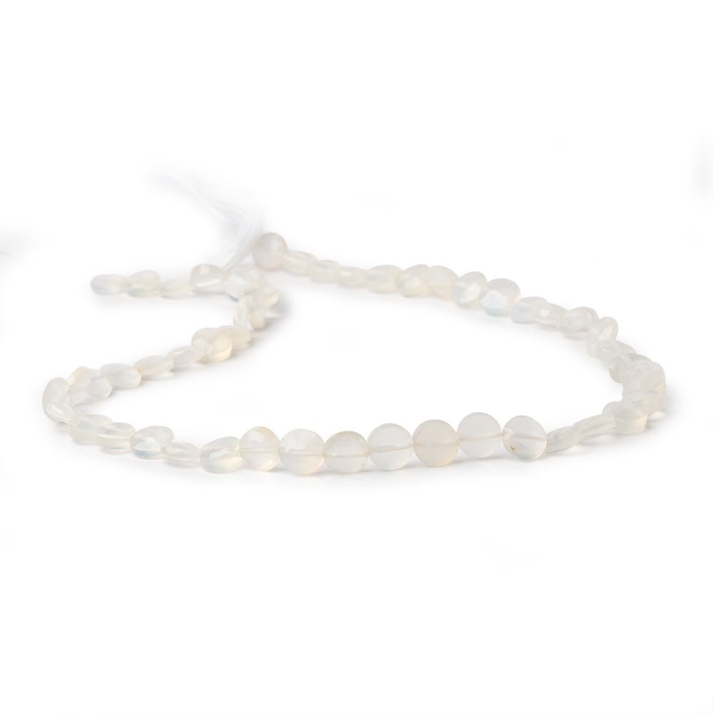 6.5mm White Chalcedony Faceted Coin Beads 13 inch 50 pieces - Beadsofcambay.com