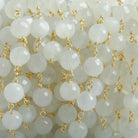 6.5mm White Moonstone faceted round Vermeil Chain by the foot 24 pieces - Beadsofcambay.com