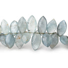 6.5x4-15x7mm Moss Aquamarine Top Drilled Marquise Beads 8 inch 66 pieces - Beadsofcambay.com