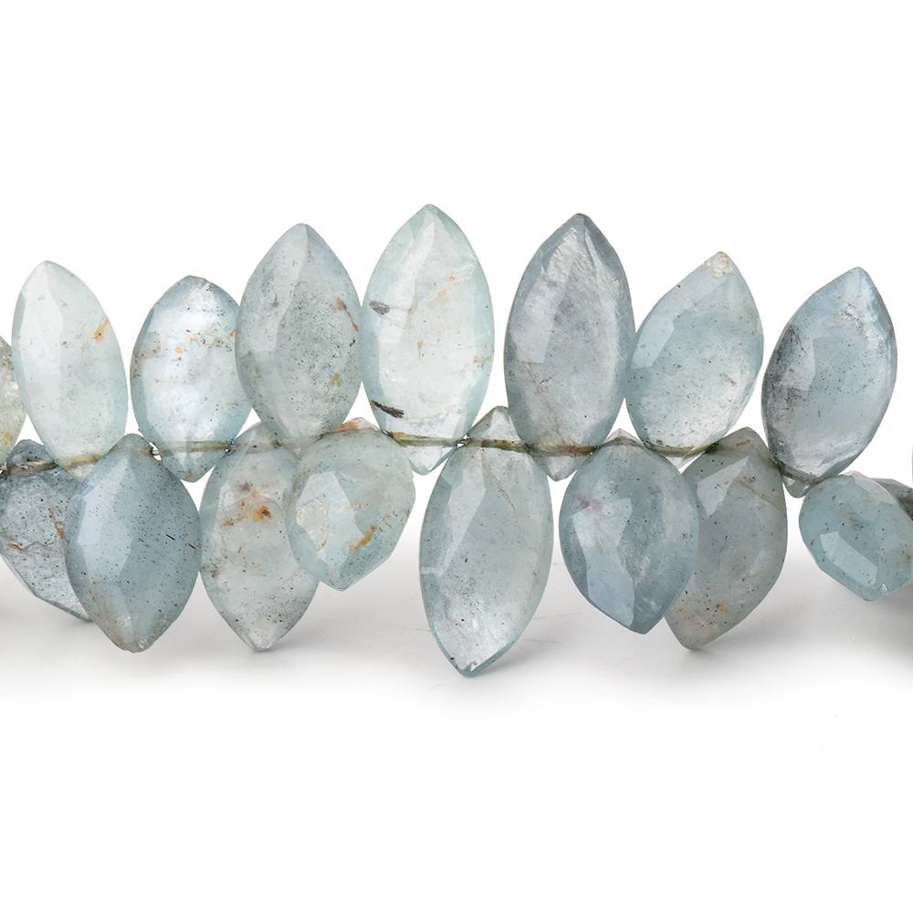 6.5x4-15x7mm Moss Aquamarine Top Drilled Marquise Beads 8 inch 66 pieces - Beadsofcambay.com