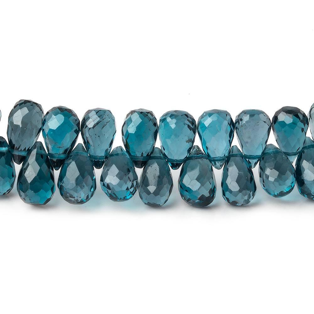 6.5x4-7x4mm London Blue Topaz Beads Tear Drop Briolette 8.5 inch 90 pieces - Beadsofcambay.com