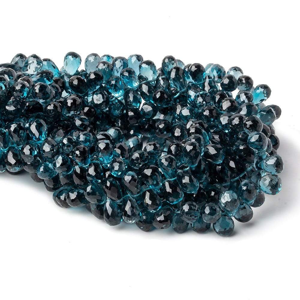 6.5x4-7x4mm London Blue Topaz Beads Tear Drop Briolette 8.5 inch 90 pieces - Beadsofcambay.com