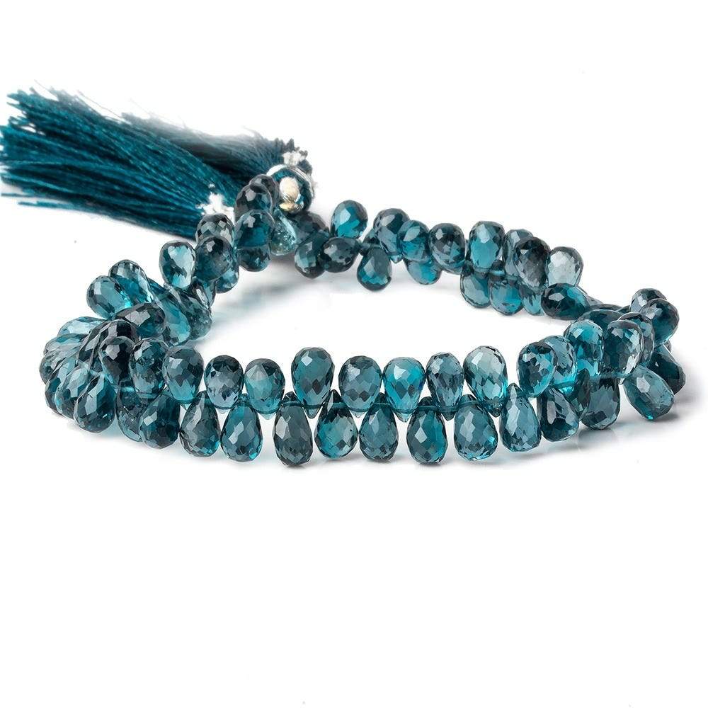 6.5x4-7x4mm London Blue Topaz Beads Tear Drop Briolette 8.5 inch 90 pieces - Beadsofcambay.com