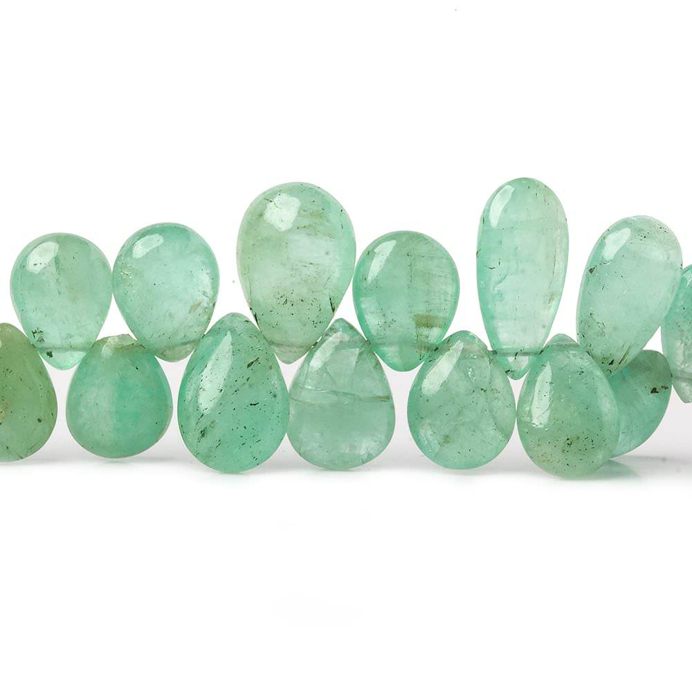 6.5x5-11.5x7.5mm Colombian Emerald plain pears 8 inch 59 beads - Beadsofcambay.com