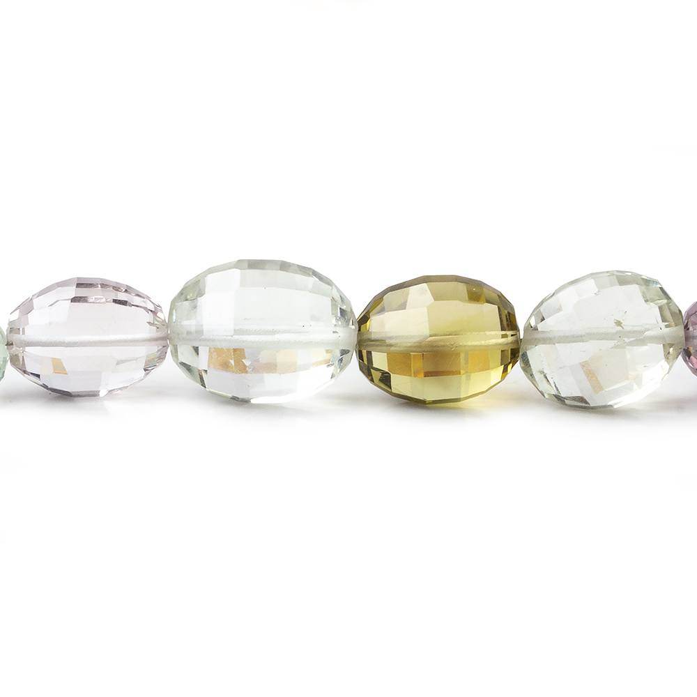 6.5x5-14x10mm Multi-Gemstone checkerboard faceted ovals 18 inch 50 pcs AA - Beadsofcambay.com