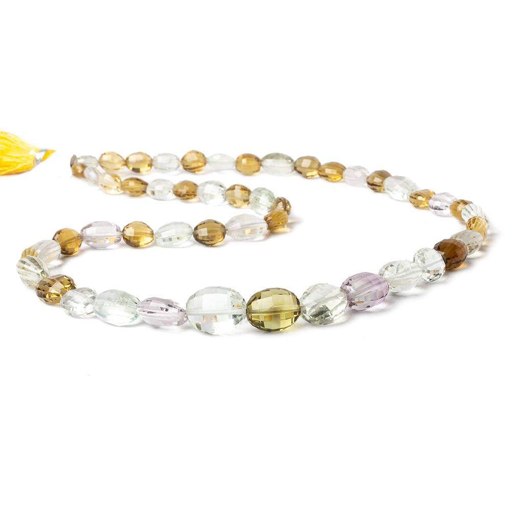 6.5x5-14x10mm Multi-Gemstone checkerboard faceted ovals 18 inch 50 pcs AA - Beadsofcambay.com