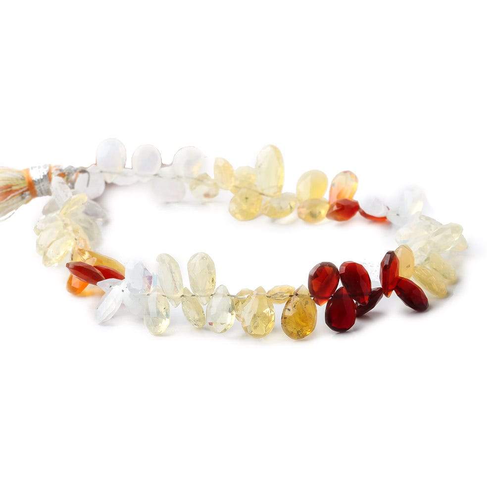 6.5x5-8x5mm Multi Color Mexican Fire Opal Pear Briolette beads 7.5 inch 65 pieces - Beadsofcambay.com