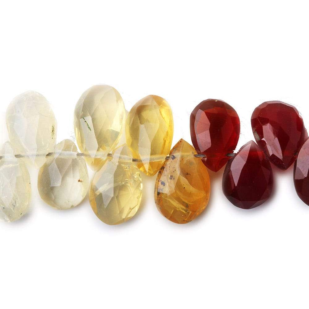 6.5x5-8x5mm Multi Color Mexican Fire Opal Pear Briolette beads 7.5 inch 65 pieces - Beadsofcambay.com