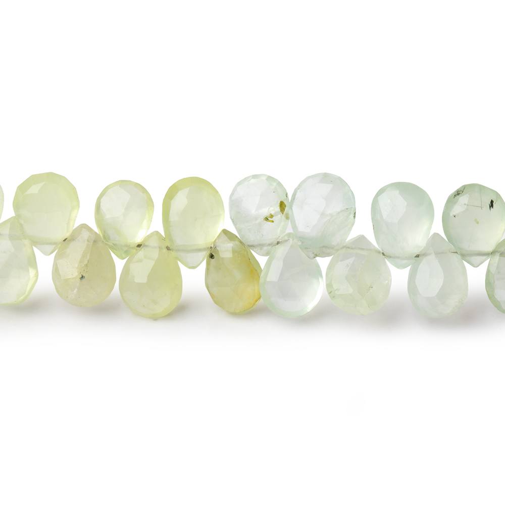 6.5x5-8x5mm Prehnite Faceted Pear Beads 8 inch 65 pieces - Beadsofcambay.com