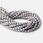 6.5x5-8x6mm Silver Straight Drilled Oval Freshwater Pearls 15 inch 53 Beads - Beadsofcambay.com