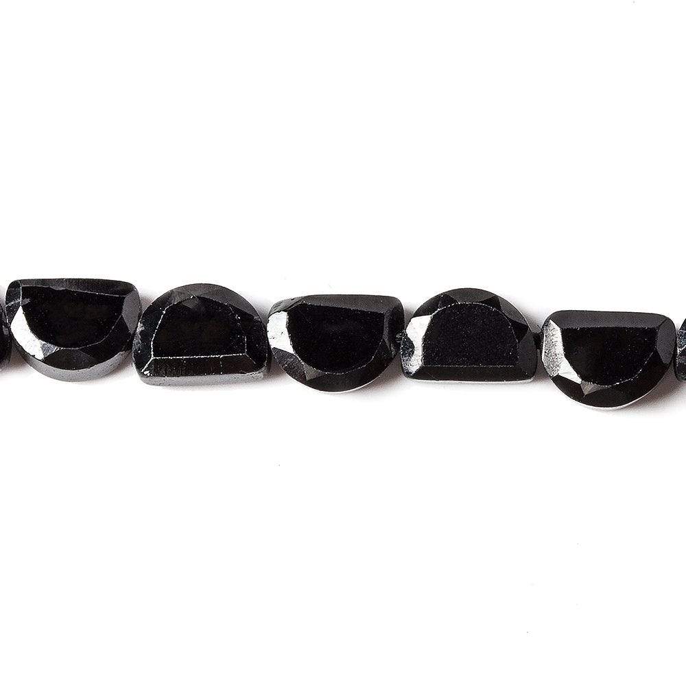 6.5x5mm Black Spinel bezel faceted half moon beads 13 inch 49 pieces - Beadsofcambay.com