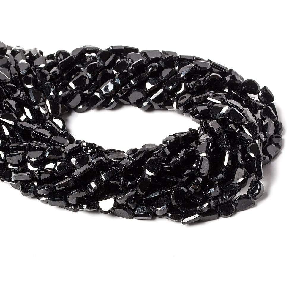 6.5x5mm Black Spinel bezel faceted half moon beads 13 inch 49 pieces - Beadsofcambay.com