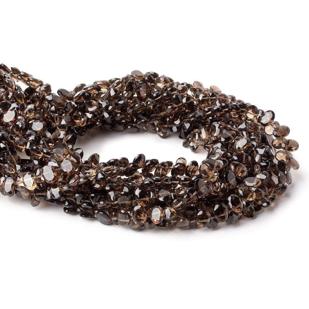 6.5x5mm Smoky Quartz Pavilion Faceted Oval Beads 13 inch 100 pieces - Beadsofcambay.com
