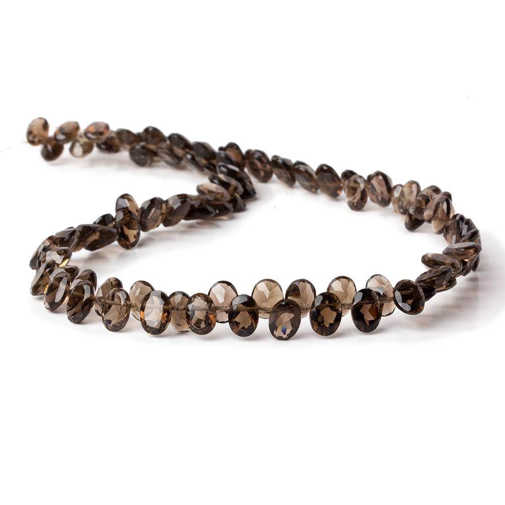 6.5x5mm Smoky Quartz Pavilion Faceted Oval Beads 13 inch 100 pieces - Beadsofcambay.com