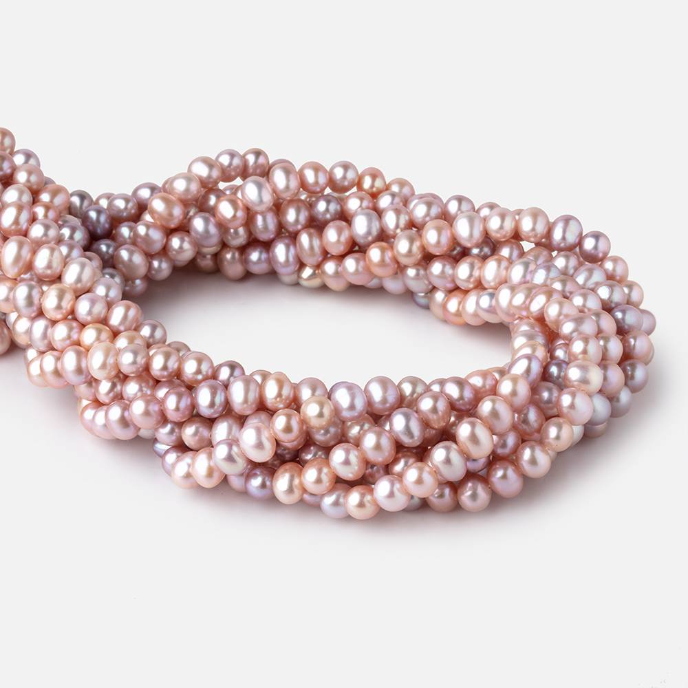 6.5x5mm Tri Color Off Round Freshwater Pearls 15.5 inch 70 Beads - Beadsofcambay.com