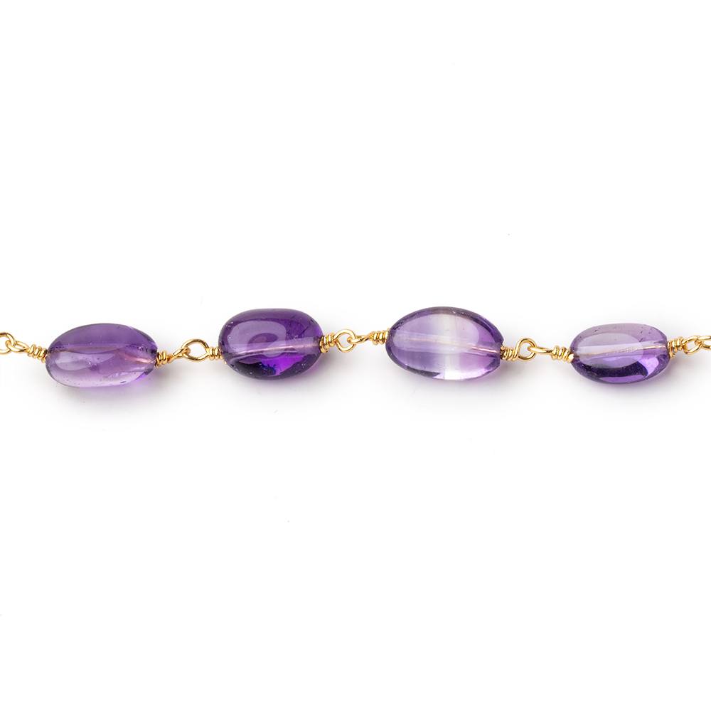 6.5x6.5-10x6.5mm Amethyst Plain Nuggets on Gold Plated Chain - Beadsofcambay.com