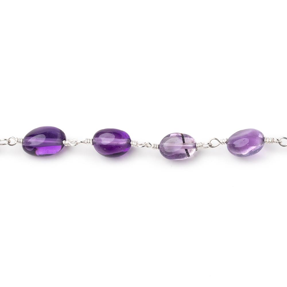 6.5x6.5-10x6.5mm Amethyst Plain Nuggets on Silver Plated Chain - Beadsofcambay.com