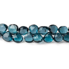 6.5x6.5mm - 7x7mm London Blue Topaz Heart Briolette 8.25 inch 60 pieces AAA - Beadsofcambay.com