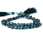 6.5x6.5mm - 7x7mm London Blue Topaz Heart Briolette 8.25 inch 60 pieces AAA - Beadsofcambay.com