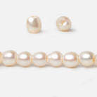 6.5x6.5mm Creamy White Straight Drilled Oval Large Hole pearls 8 inch 30 pieces AA - Beadsofcambay.com