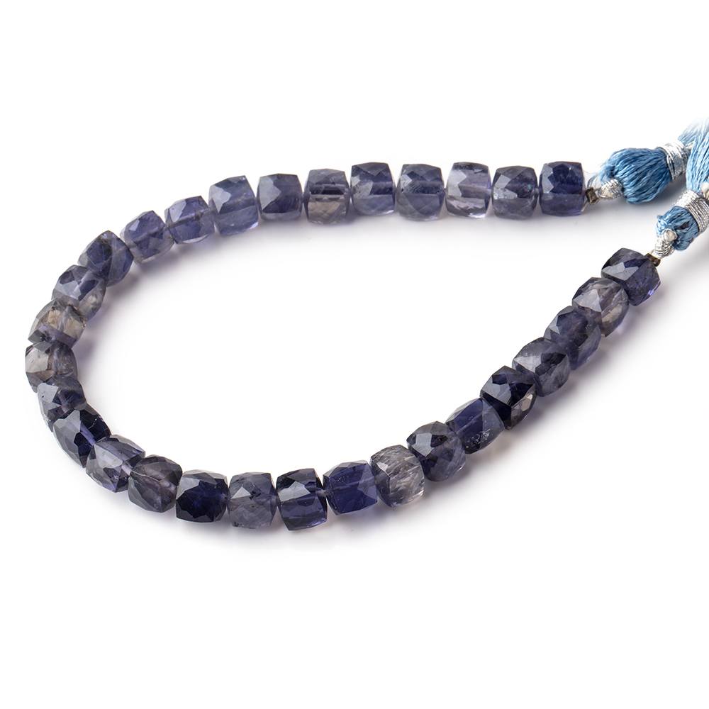 6.5x6.5mm Iolite faceted cubes 8 inch 30 beads AA - Beadsofcambay.com