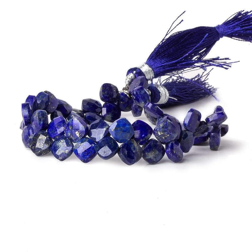 6.5x6.5mm Lapis Lazuli faceted pillow beads 7.25 inch 52 pieces A - Beadsofcambay.com