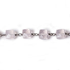 6.5x6.5mm Rose Quartz cube Black Gold plated .925 Silver Chain by the foot 26 pcs - Beadsofcambay.com