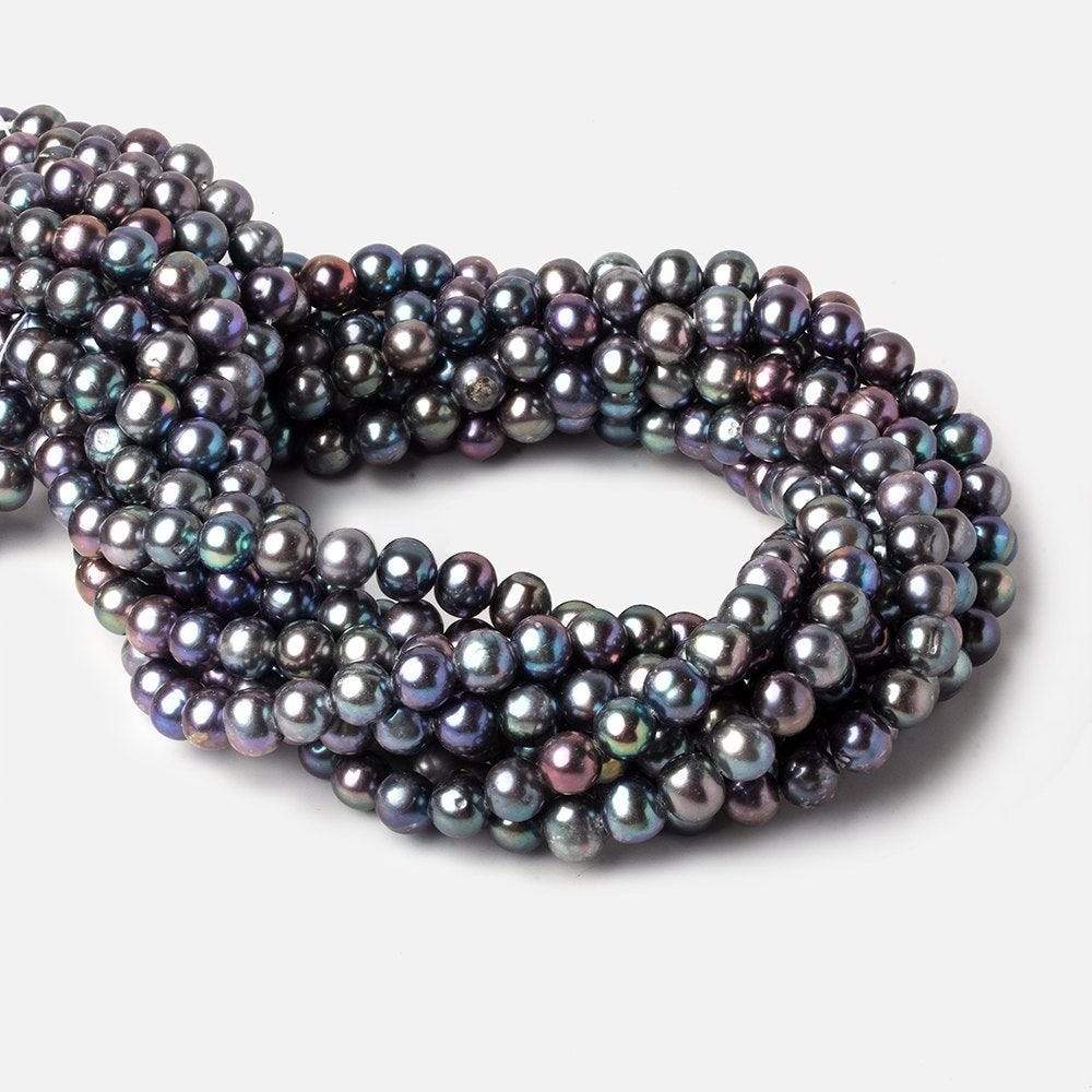 6.5x7mm Peacock Off Round Freshwater Pearls 16 inch 60 pieces - Beadsofcambay.com