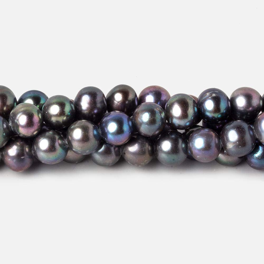 6.5x7mm Peacock Off Round Freshwater Pearls 16 inch 60 pieces - Beadsofcambay.com