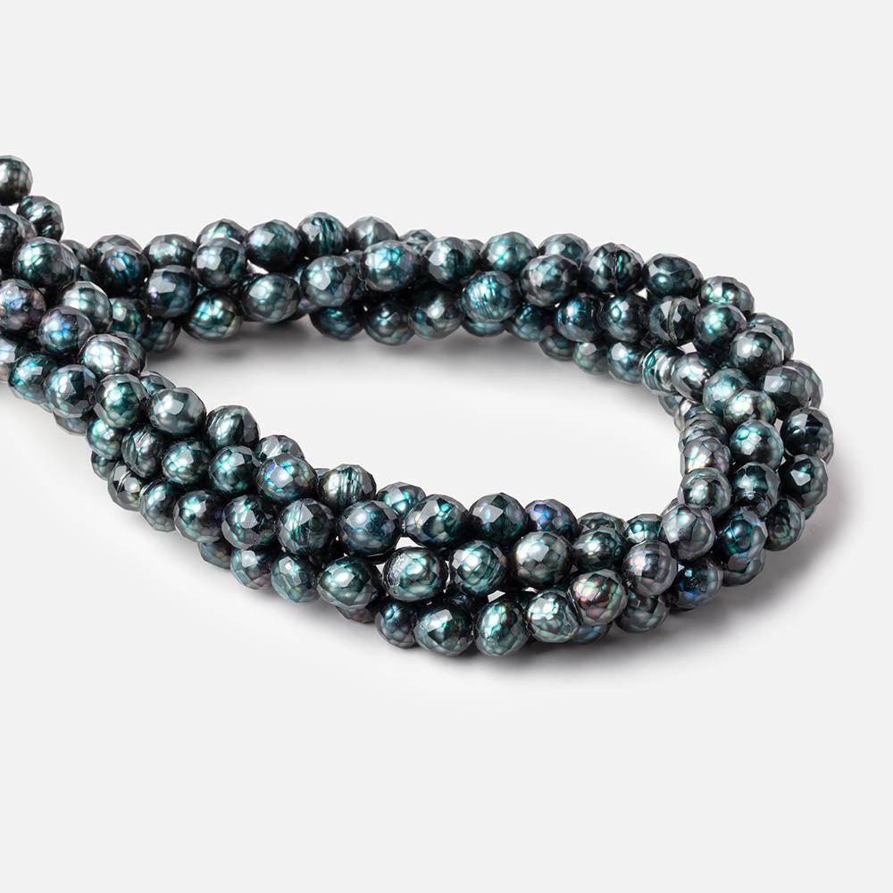 6.5x8-9x7mm Teal Blue Faceted Oval Freshwater Pearls 16 inch 50 pieces - Beadsofcambay.com
