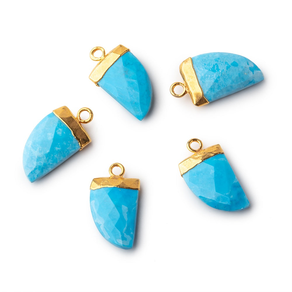 Beadsofcambay 17x10mm Gold Leafed Turquoise Howlite Horn Pendant 1 piece View 1