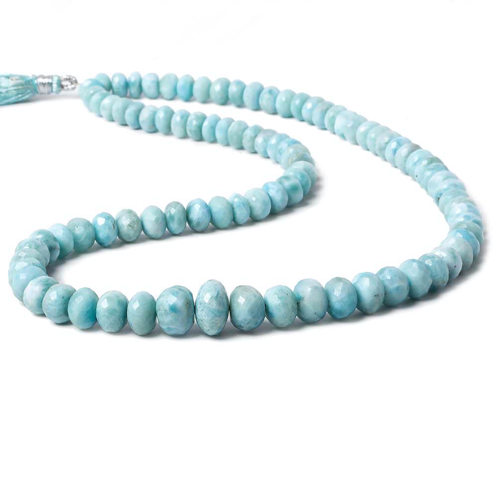 6.7-12mm Larimar faceted rondelle beads 18 inch 89 pieces AA grade - Beadsofcambay.com