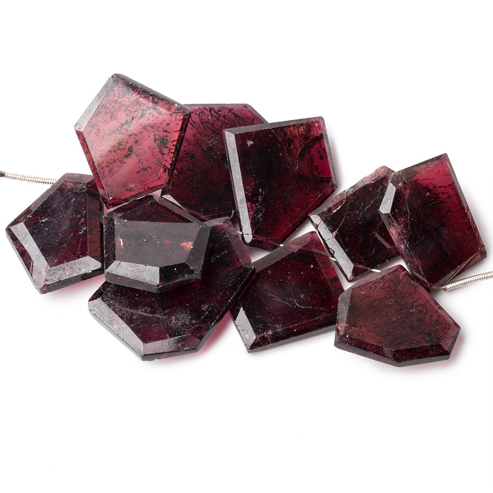 23x21-32x22mm Rhodolite Garnet bezel faceted free shape beads 3 inch 10 pieces - BeadsofCambay.com