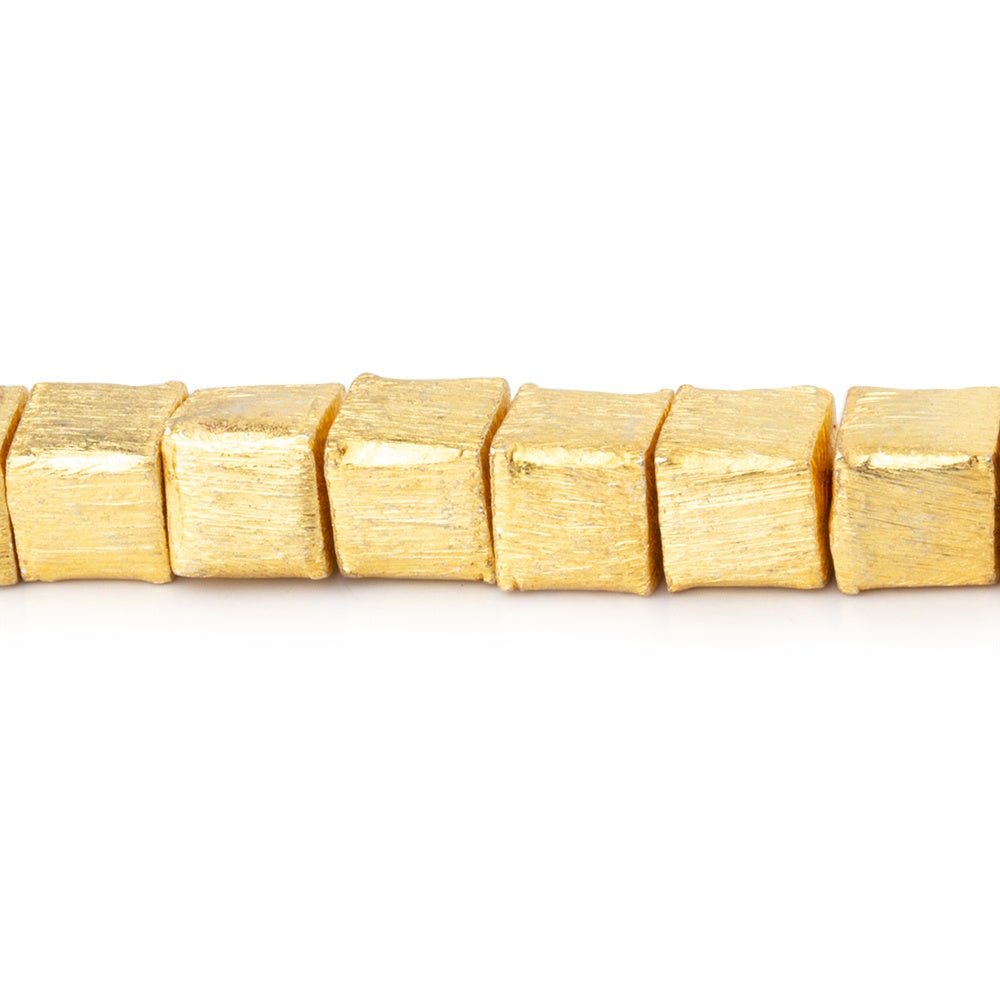 6mm 22kt Gold plated Copper Brushed Cube 8 inch 32 Beads - Beadsofcambay.com
