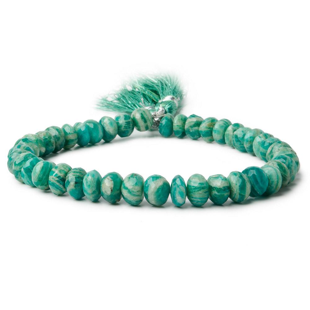6mm - 7.5mm Russian Amazonite Faceted Rondelle Beads 8 inch 41 pcs - Beadsofcambay.com