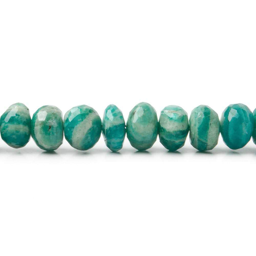 6mm - 7.5mm Russian Amazonite Faceted Rondelle Beads 8 inch 41 pcs - Beadsofcambay.com