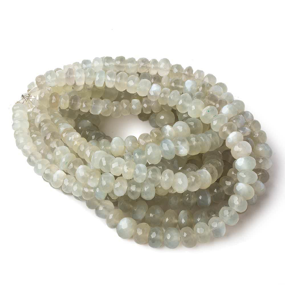 6mm - 8mm Sage Moonstone faceted rondelle beads 16 inch 75 pieces AA - Beadsofcambay.com