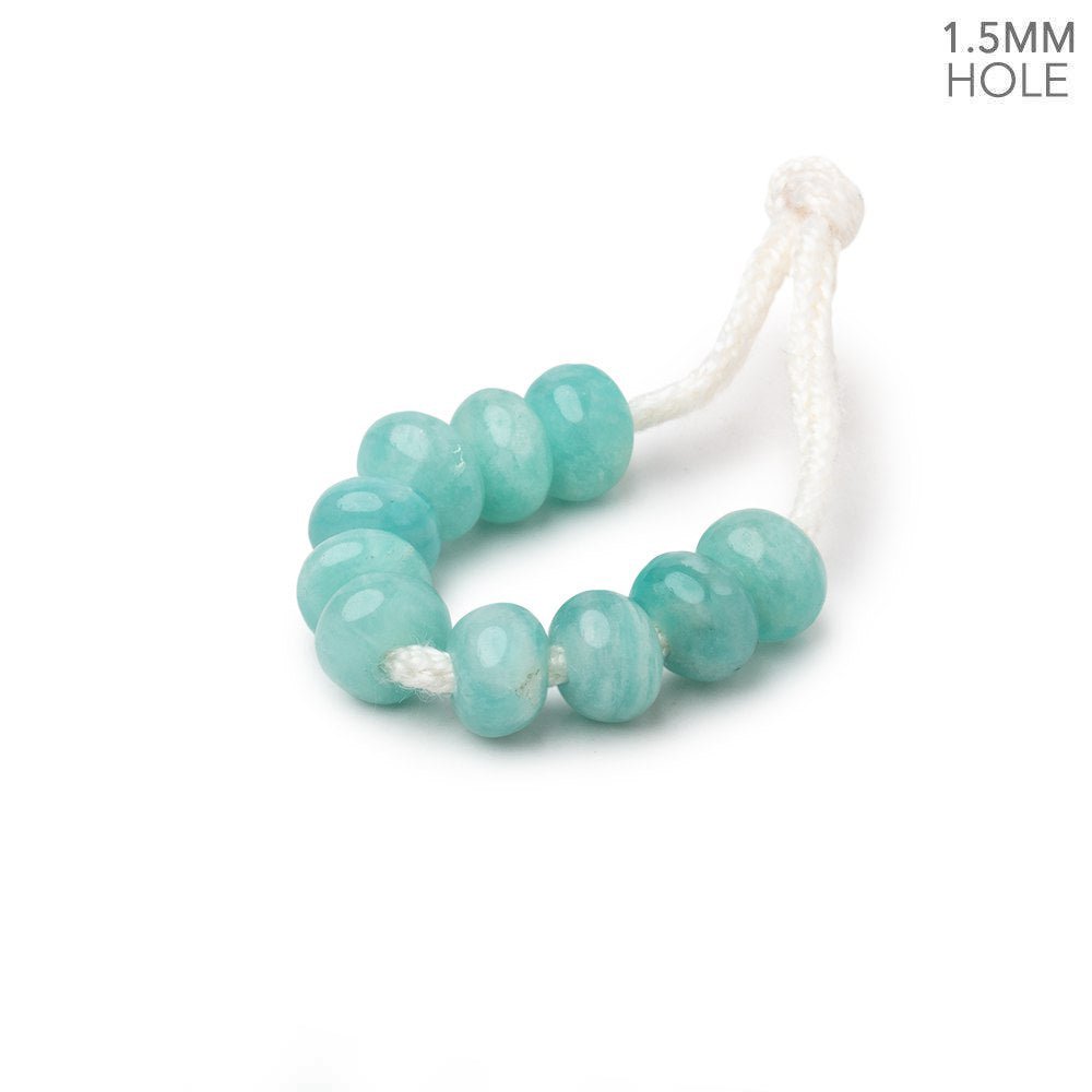 6mm Amazonite 1.5mm Large Hole Plain Rondelle Set of 10 - Beadsofcambay.com