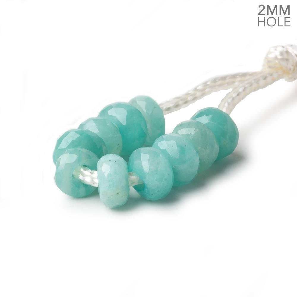 6mm Amazonite 2mm Large Hole Faceted Rondelle Set of 10 Beads - Beadsofcambay.com