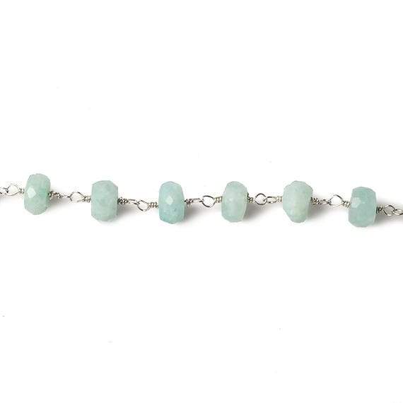 6mm Amazonite faceted rondelle Silver Chain by the foot 30 pcs - Beadsofcambay.com