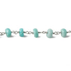 6mm Amazonite faceted rondelle Silver plated Chain by the foot 30 beads - Beadsofcambay.com