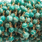 6mm Amazonite faceted round Vermeil Chain by the foot 25 beads - Beadsofcambay.com