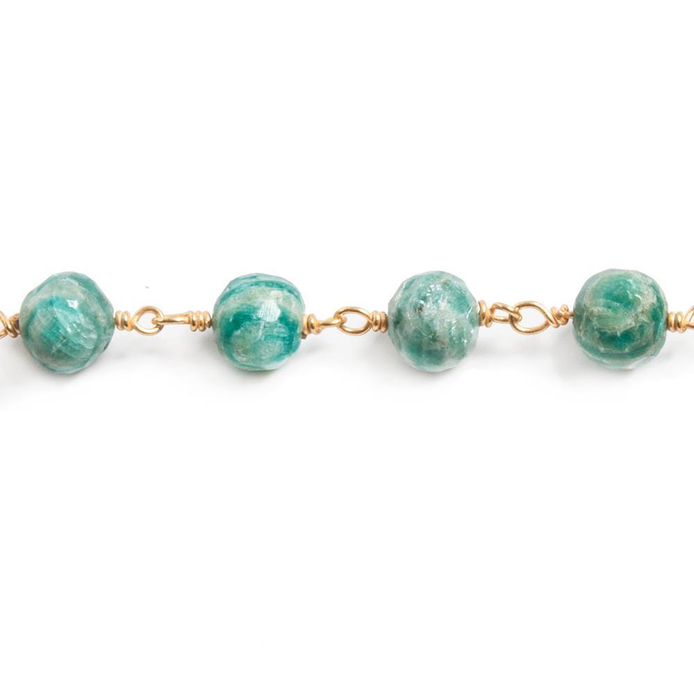 6mm Amazonite faceted round Vermeil Chain by the foot 25 beads - Beadsofcambay.com