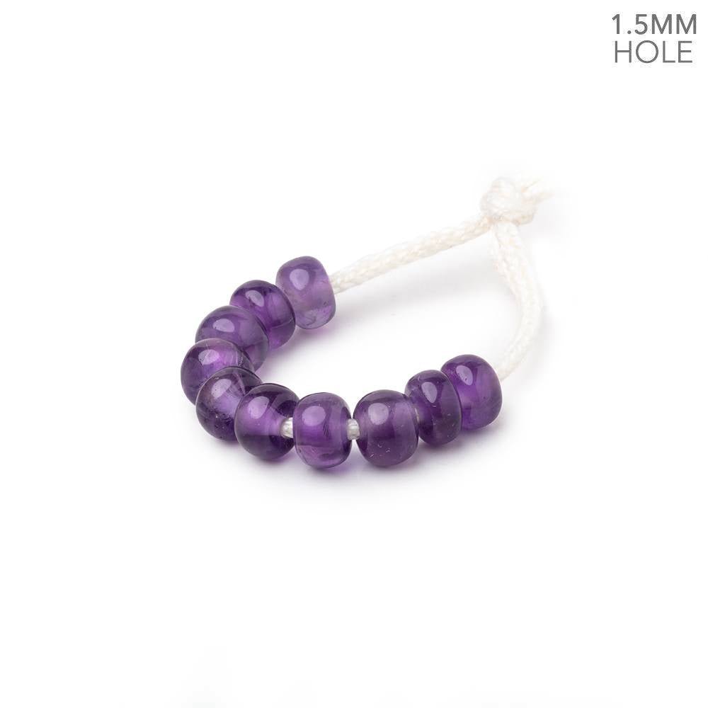 6mm Amethyst 1.5mm Large Hole Plain Rondelle Set of 10 - Beadsofcambay.com