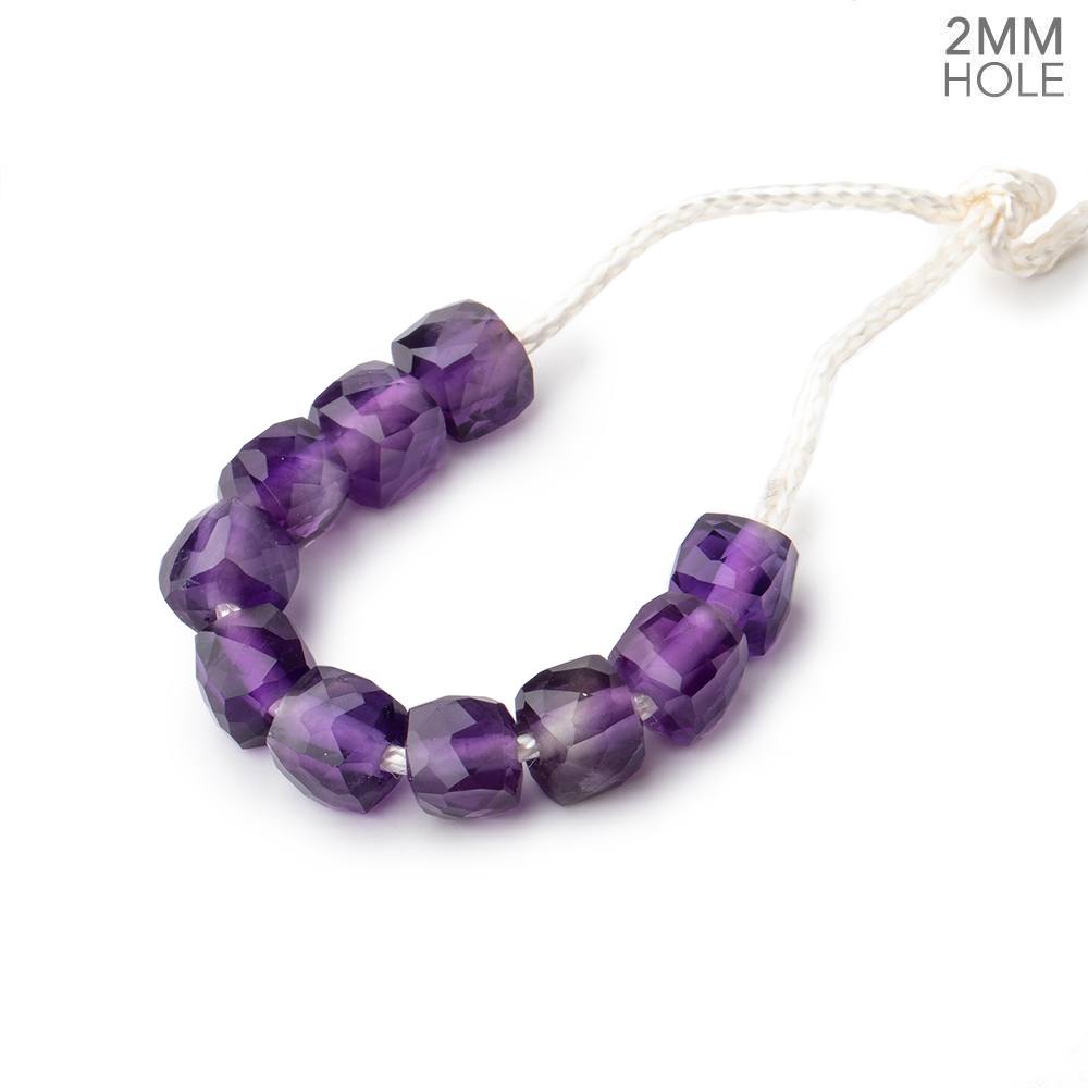 6mm Amethyst 2mm Large Hole Faceted Cube Beads Set of 10 - Beadsofcambay.com