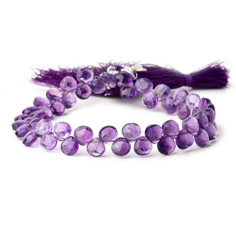 6mm Amethyst Faceted Heart Beads 8 inch 53 pieces - Beadsofcambay.com