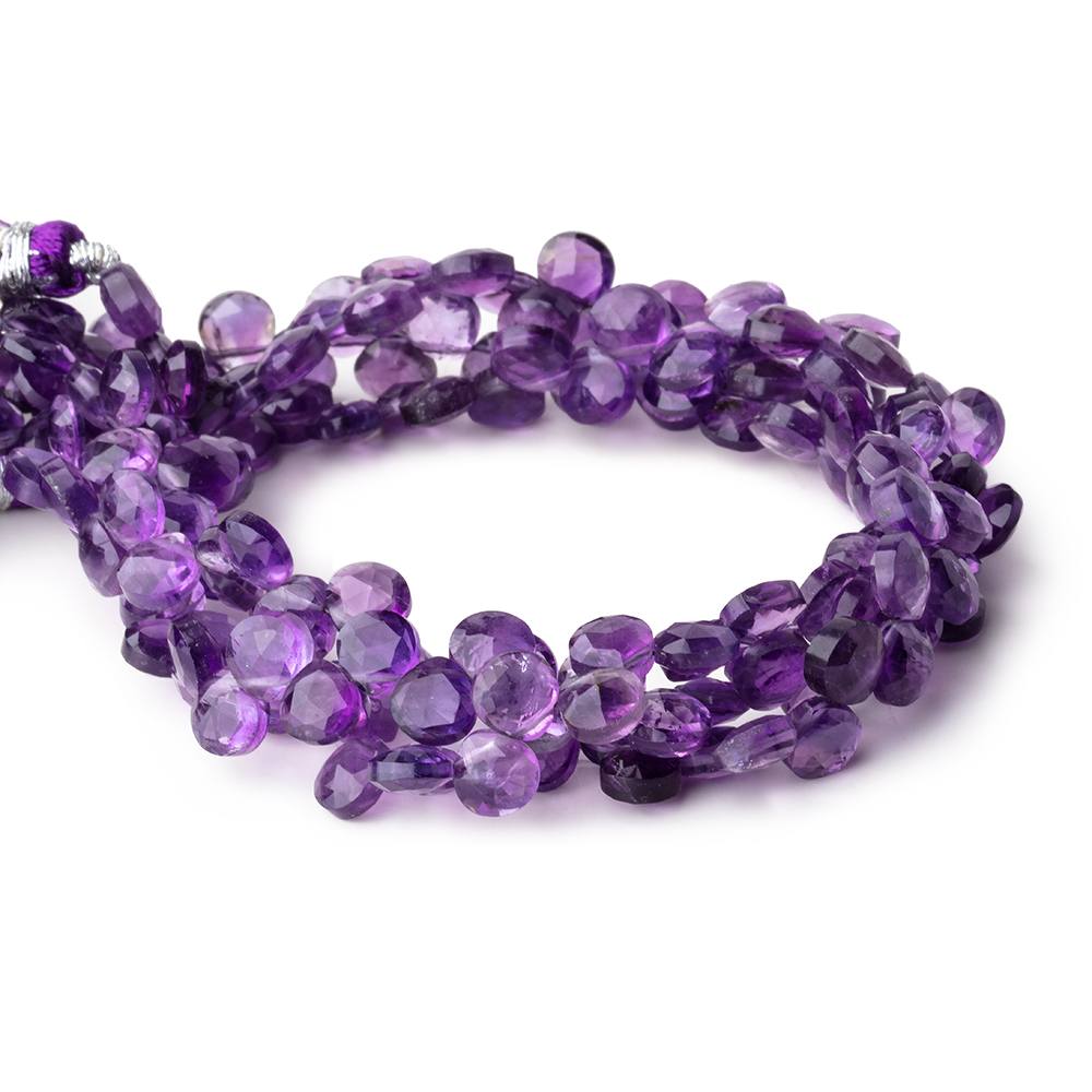 6mm Amethyst Faceted Heart Beads 8 inch 53 pieces - Beadsofcambay.com